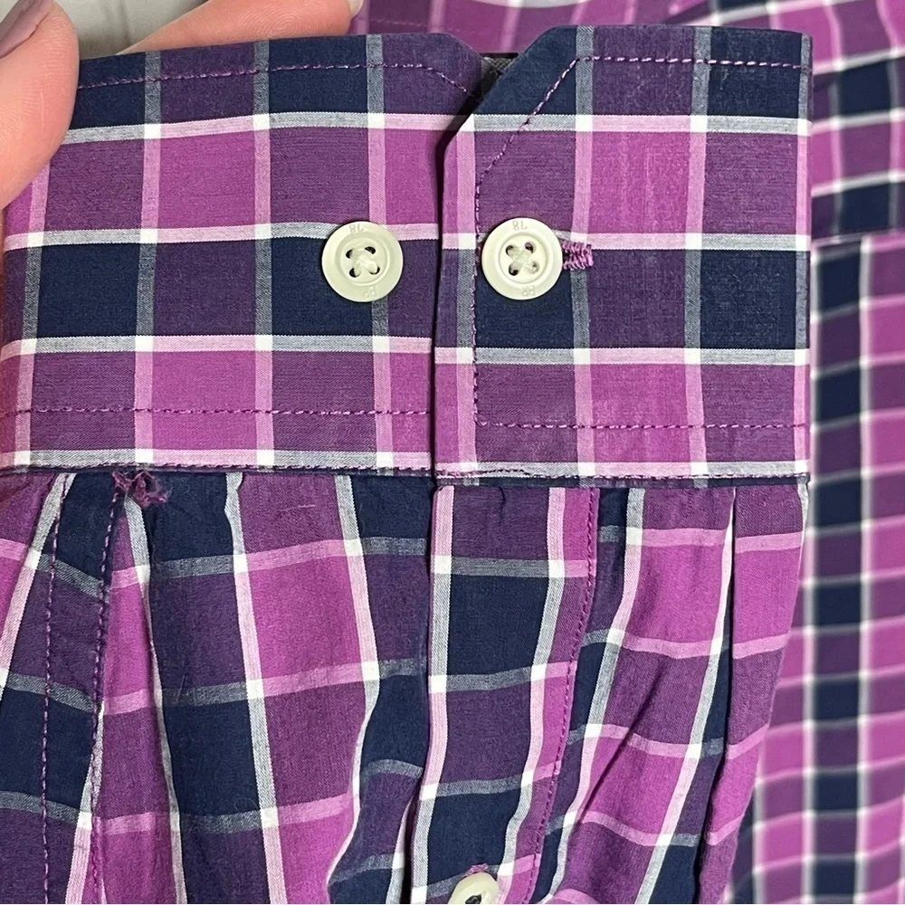 Banana Republic Soft Wash Slim Fit Plaid Long Sleeve Button Down size XL